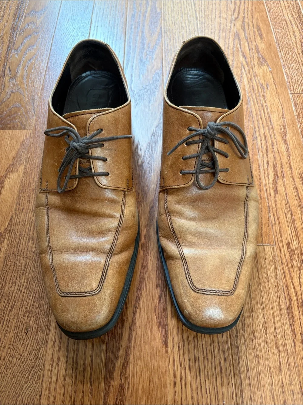 Cole Haan Shoes Mens Size 9.5 Brown Leather Oxford Lace Up Dress Square Toe